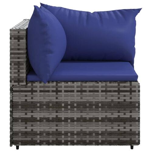 Hjørnemodul til havesofa med hynder polyrattan grå