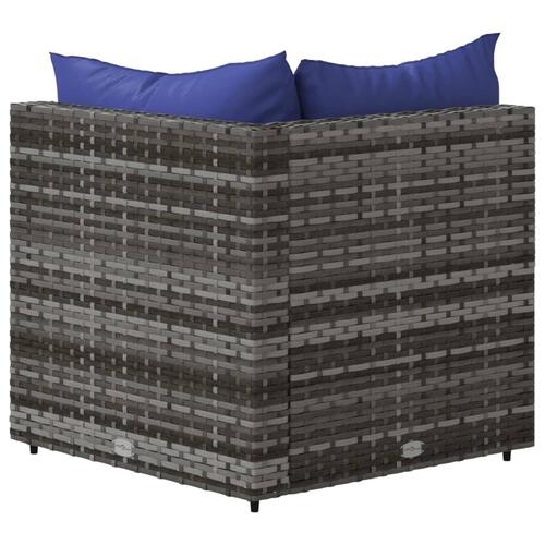 Hjørnemodul til havesofa med hynder polyrattan grå