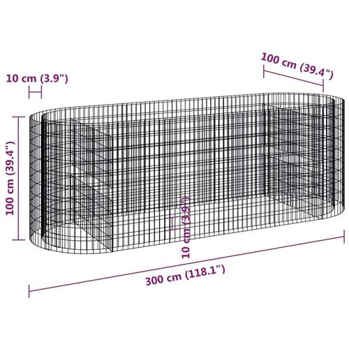 Gabion-højbed 300x100x100 cm galvaniseret jern