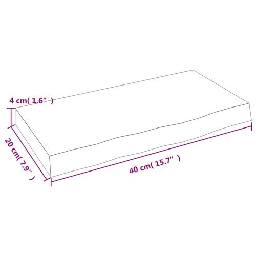 Væghylde 40x20x4 cm behandlet massivt egetræ mørkebrun
