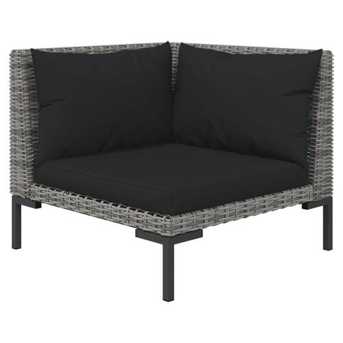 Loungesæt til haven 4 dele med hynder polyrattan mørkegrå