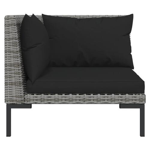 Loungesæt til haven 4 dele med hynder polyrattan mørkegrå
