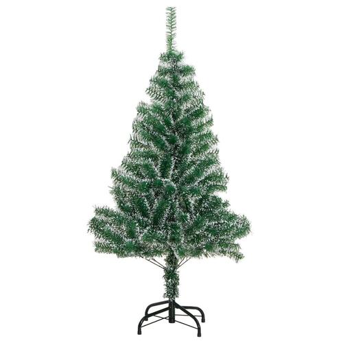 Kunstigt juletræ med sne + kuglesæt og 150 LED'er 150 cm