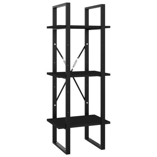 Bogreol med 3 hylder 40x30x105 cm konstrueret træ sort