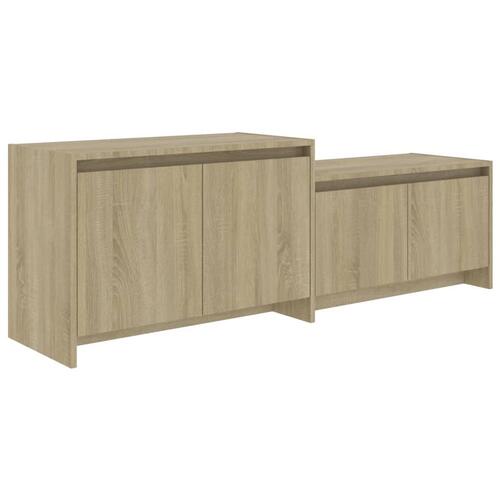 Tv-bord 146,5x35x50 cm konstrueret træ sonoma-eg
