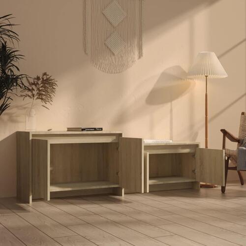 Tv-bord 146,5x35x50 cm konstrueret træ sonoma-eg