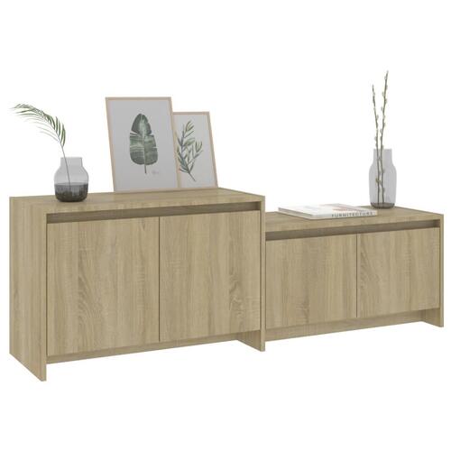 Tv-bord 146,5x35x50 cm konstrueret træ sonoma-eg