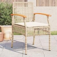 Havestole 4 stk. med hynder polyrattan og akacietræ beige