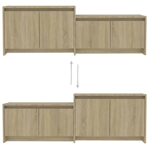 Tv-bord 146,5x35x50 cm konstrueret træ sonoma-eg
