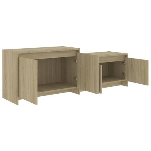 Tv-bord 146,5x35x50 cm konstrueret træ sonoma-eg