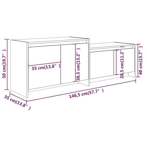 Tv-bord 146,5x35x50 cm konstrueret træ sonoma-eg