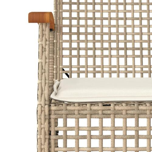 Havestole 4 stk. med hynder polyrattan og akacietræ beige