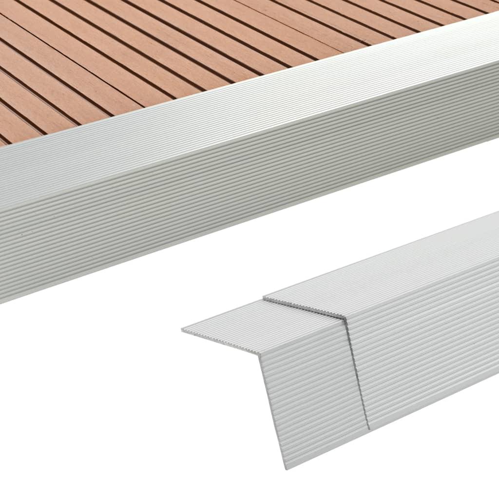 Terrassevinkellister 5 stk. aluminium 170 cm sølvfarvet