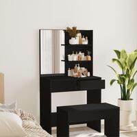 Makeupbord med spejl 74,5x40x141 cm sort