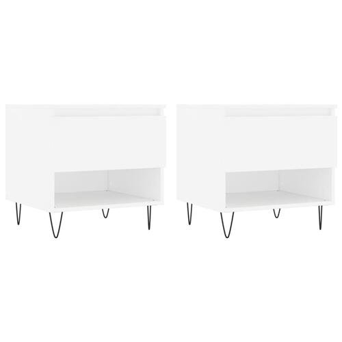 Sofaborde 2 stk. 50x46x50 cm konstrueret træ hvid