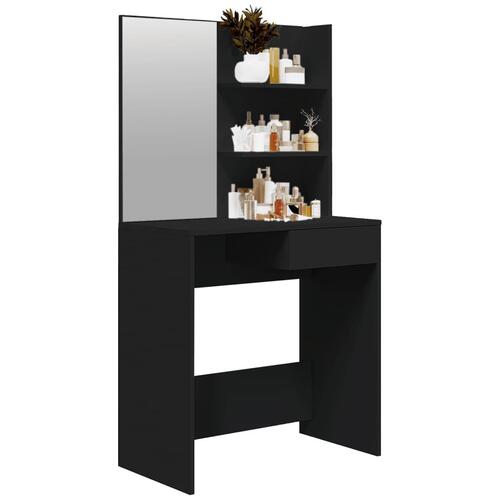 Makeupbord med spejl 74,5x40x141 cm sort