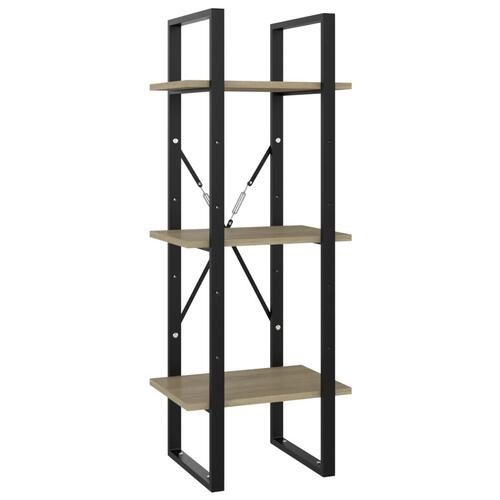 Bogreol med 3 hylder 40x30x105 cm konstrueret træ sonoma-eg