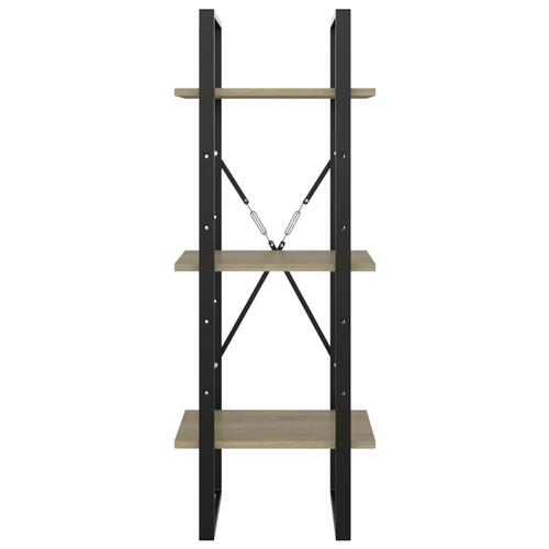 Bogreol med 3 hylder 40x30x105 cm konstrueret træ sonoma-eg