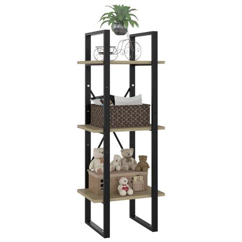 Bogreol med 3 hylder 40x30x105 cm konstrueret træ sonoma-eg