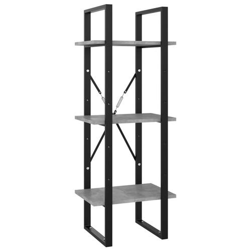 Bogreol med 3 hylder 40x30x105 cm konstrueret træ betongrå