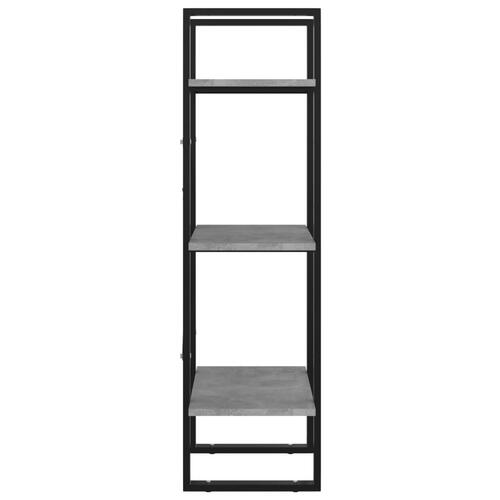 Bogreol med 3 hylder 40x30x105 cm konstrueret træ betongrå