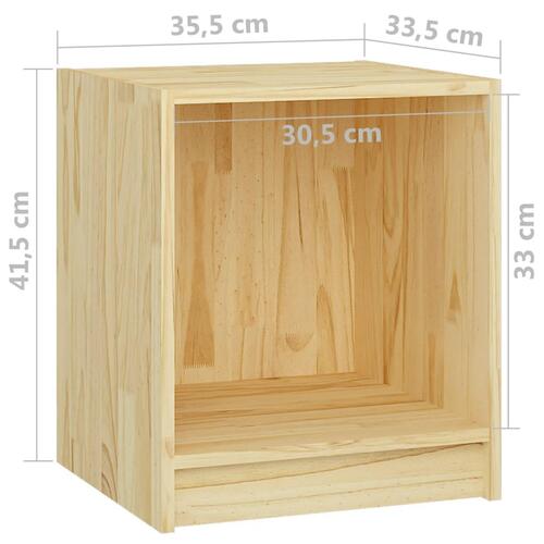 Sengebord 35,5x33,5x41,5 cm massivt fyrretræ