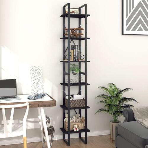 Bogreol med 6 hylder 40x30x210 cm konstrueret træ sort