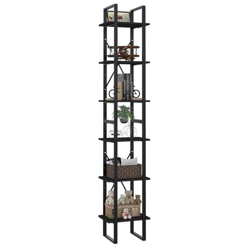 Bogreol med 6 hylder 40x30x210 cm konstrueret træ sort