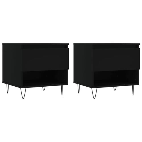 Sofaborde 2 stk. 50x46x50 cm konstrueret træ sort