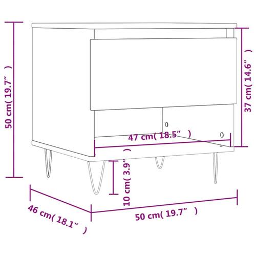 Sofaborde 2 stk. 50x46x50 cm konstrueret træ sort