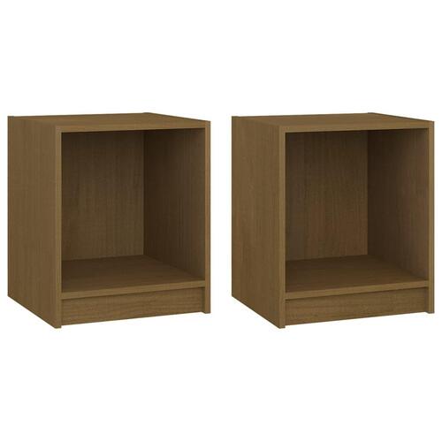 Sengeskabe 2 stk. 35,5x33,5x41,5 cm massivt fyrretræ brun