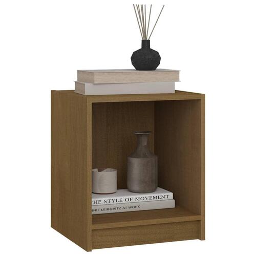 Sengeskabe 2 stk. 35,5x33,5x41,5 cm massivt fyrretræ brun