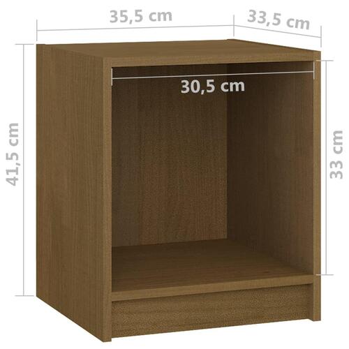 Sengeskabe 2 stk. 35,5x33,5x41,5 cm massivt fyrretræ brun