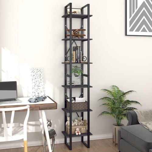 Bogreol med 6 hylder 40x30x210 cm konstrueret træ grå