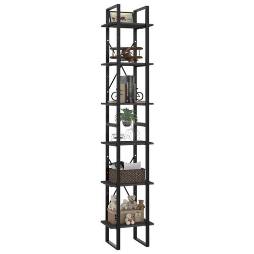 Bogreol med 6 hylder 40x30x210 cm konstrueret træ grå