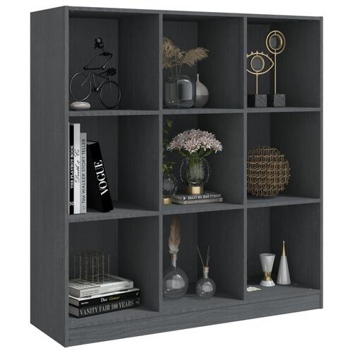 Bogskab/rumdeler 104x33,5x110 cm massivt fyrretræ grå