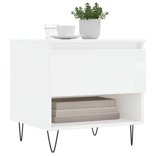 Sofaborde 2 stk. 50x46x50 cm konstrueret træ hvid højglans