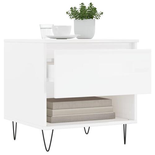 Sofaborde 2 stk. 50x46x50 cm konstrueret træ hvid højglans