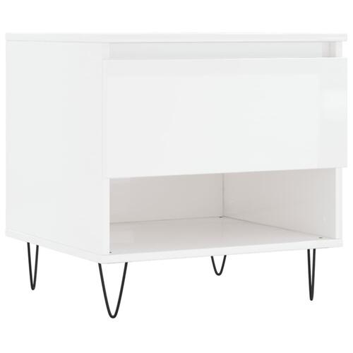 Sofaborde 2 stk. 50x46x50 cm konstrueret træ hvid højglans