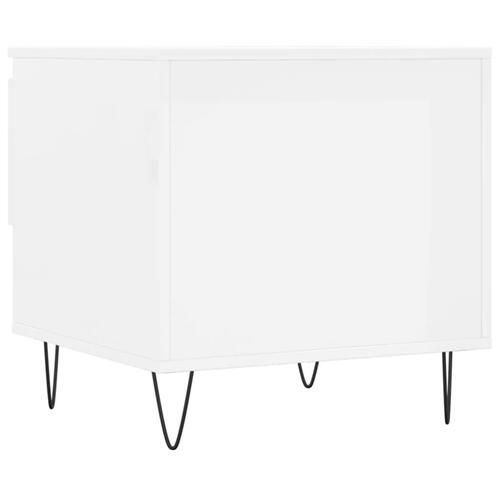 Sofaborde 2 stk. 50x46x50 cm konstrueret træ hvid højglans