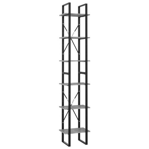 Bogreol med 6 hylder 40x30x210 cm konstrueret træ betongrå