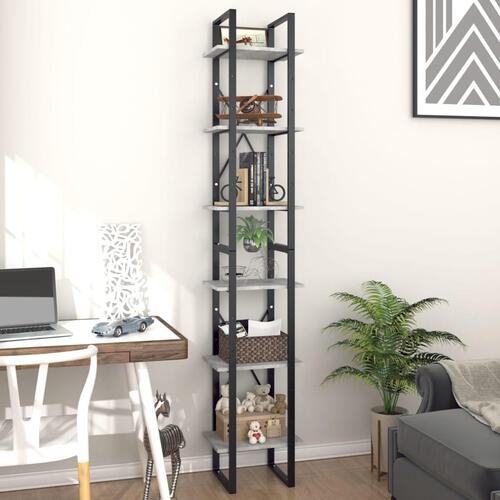 Bogreol med 6 hylder 40x30x210 cm konstrueret træ betongrå