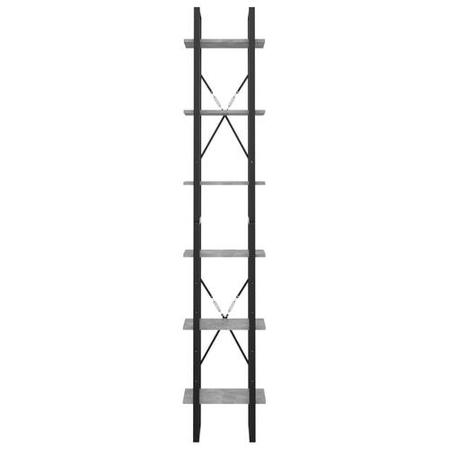 Bogreol med 6 hylder 40x30x210 cm konstrueret træ betongrå