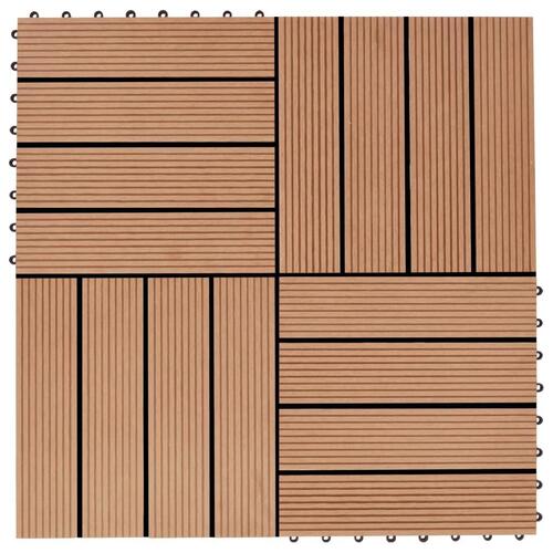 Terrassefliser 11 stk. WPC 30 x 30 cm 1 m2 teakfarvet