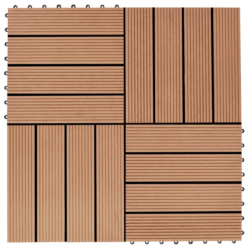 Terrassefliser 11 stk. WPC 30 x 30 cm 1 m2 teakfarvet