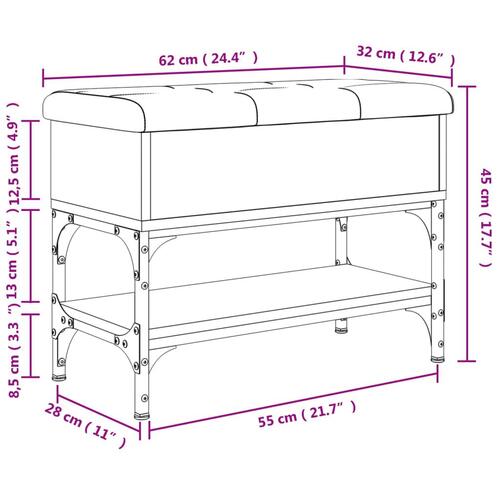Skobænk 62x32x45 cm konstrueret træ sort