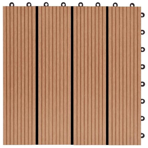 Terrassefliser 11 stk. WPC 30 x 30 cm 1 m2 teakfarvet