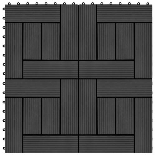 Terrassefliser 11 stk. WPC 30 x 30 cm 1 m2 sort