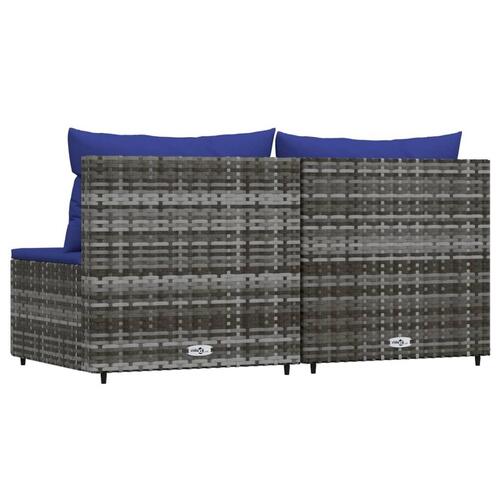 Midtermoduler til havesofa 2 stk. med hynder polyrattan grå
