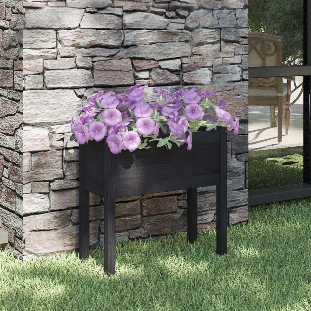 Plantekasse 70x31x70 cm massivt fyrretræ sort